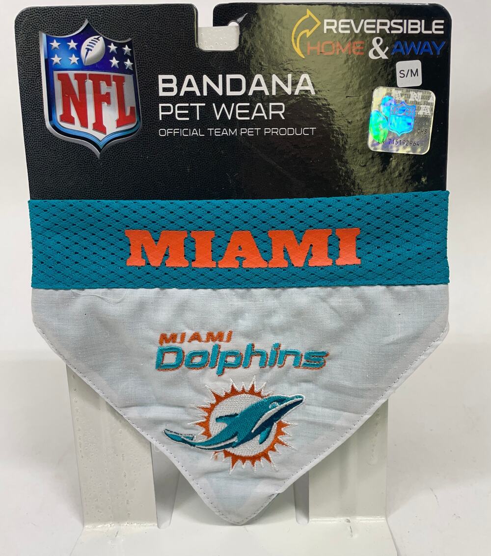 Official Miami Dolphins NFL Bandana Pet Wear - Dog - SM/MED - Reversible NEW